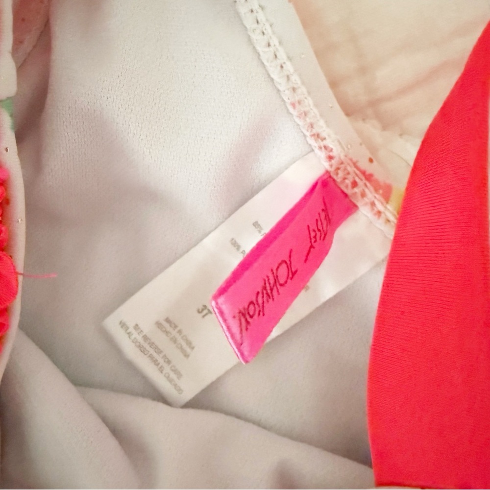 Betsey Johnson Kids Pink Ruffle One Shoulder Watermelon Print Swimsuit 3T - Picture 2 of 4